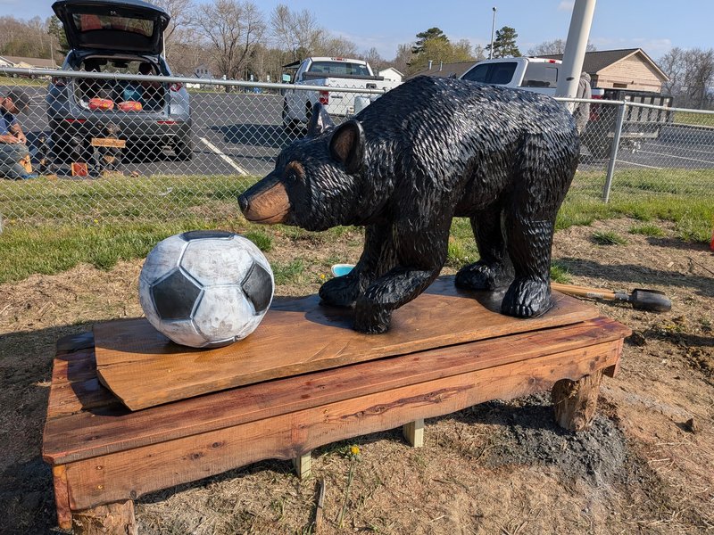 Soccer Cub chainsaw carving at Cane Creek Park