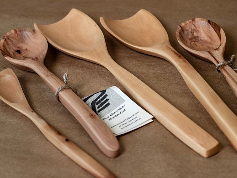 Hand-carved wooden spoons and servers by Paul Eisenhauer
